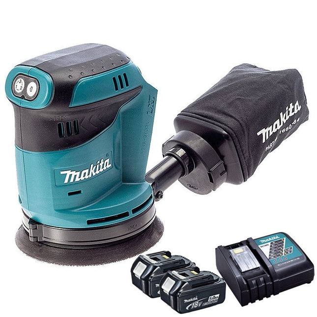 Makita DBO180Z 18V 125mm Orbital Sander With 2 x 5Ah Battery & Charger - MonkeyTools