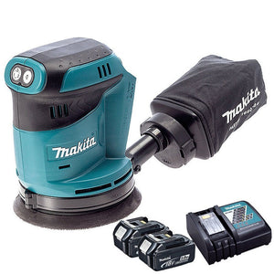 Makita DBO180Z 18V 125mm Orbital Sander With 2 x 5Ah Battery & Charger - MonkeyTools