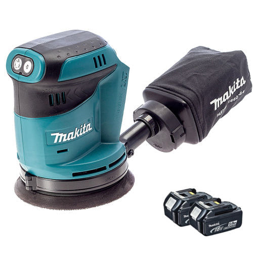 Makita DBO180Z 18V 125mm Random Orbital Sander with 2 x 5.0Ah Batteries - MonkeyTools