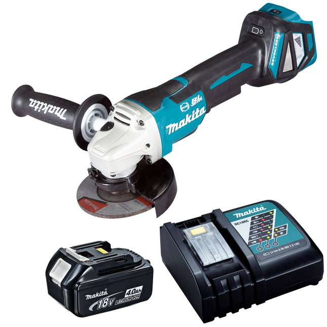 Makita DGA463Z 18V Brushless 115mm Angle Grinder with 1 x 4.0Ah Battery & Charger - MonkeyTools