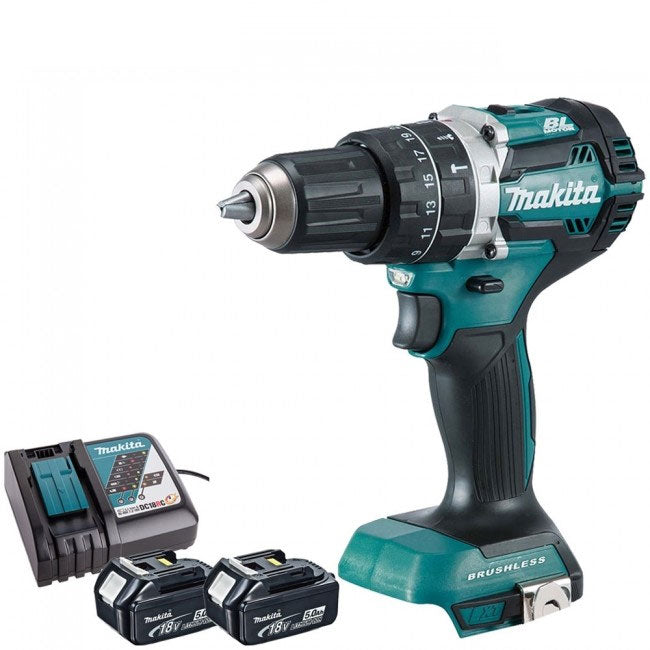 Makita DHP484Z 18V Brushless Combi Drill with 2 x 5.0Ah Batteries & Charger - MonkeyTools