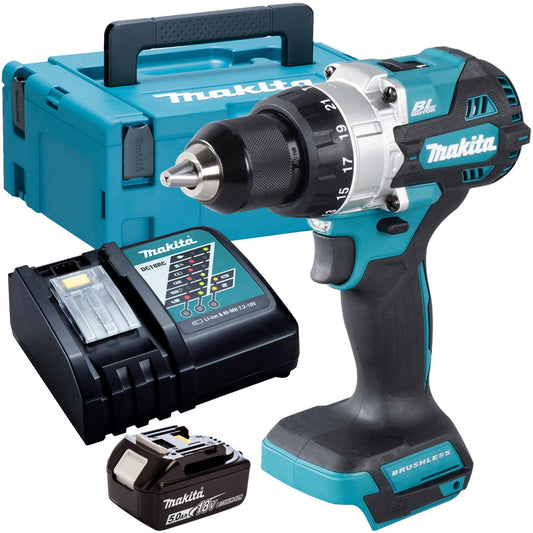 Makita DHP486Z 18V Brushless Combi Drill with 1 x 5.0Ah Battery + Charger & Case - MonkeyTools