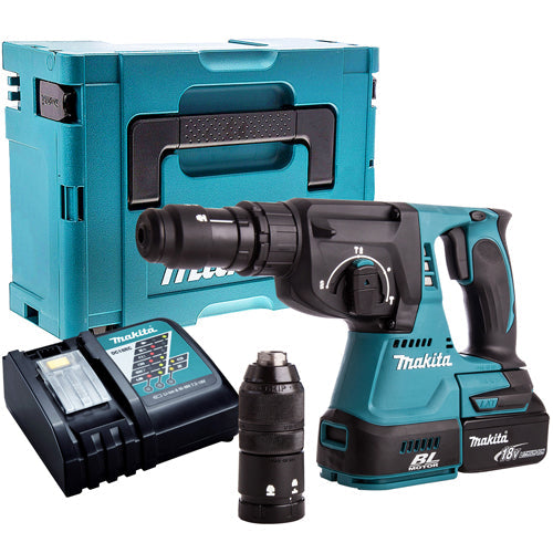 Makita DHR243Z 18V Brushless SDS+ Hammer Drill With 1 x 5.0Ah Battery & Charger In Case - MonkeyTools