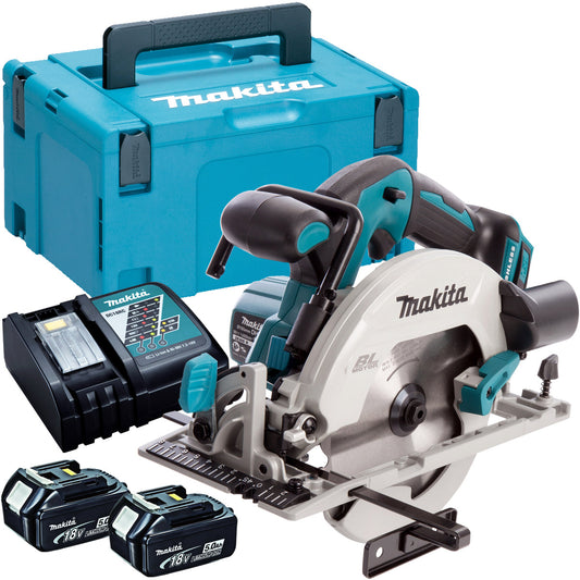 Makita DHS680Z 18V Brushless 165mm Circular Saw with 2 x 5.0Ah Batteries & Charger in Case - MonkeyTools