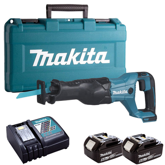 Makita DJR186Z 18V Reciprocating Sabre Saw with 2 x 5.0Ah Batteries & Charger in Case - MonkeyTools