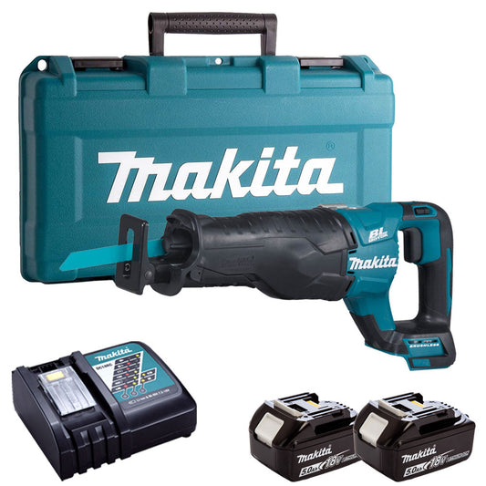 Makita DJR187Z 18V Brushless Reciprocating Saw With 2 x 5.0Ah Batteries & Charger in Case - MonkeyTools