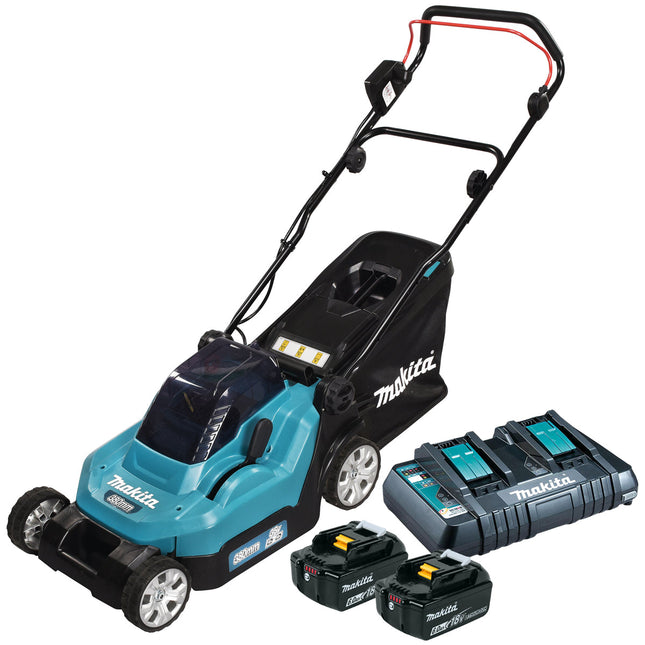 Makita DLM382PG2 36V Cordless Lawn Mower 380mm with 2 x 6.0Ah Batteries & Charger - MonkeyTools