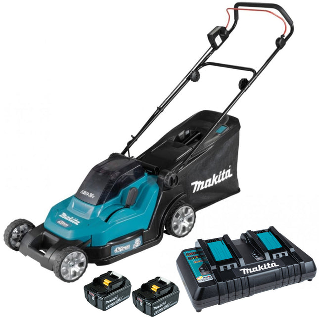 Makita DLM432PG2 36V Cordless Lawn Mower 430mm with 2 x 6.0Ah Batteries & Charger - MonkeyTools