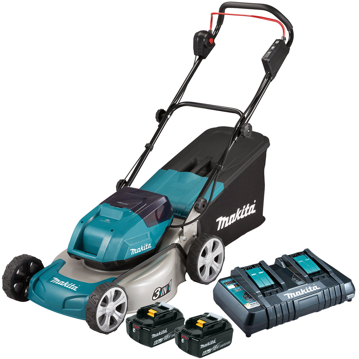Makita DLM460PG2 36V LXT Brushless 460mm Lawn Mower With 2 x 6.0Ah Batteries & Charger - MonkeyTools