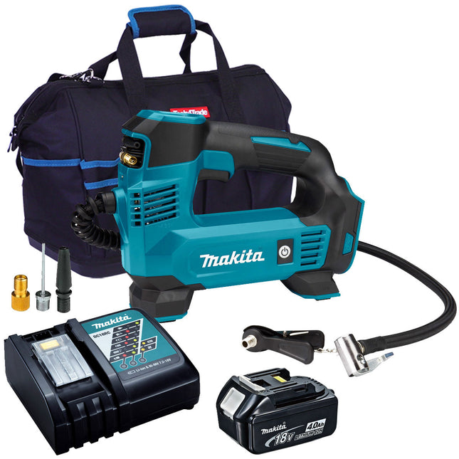 Makita DMP180Z 18V Inflator Pump with 1 x 4.0Ah Battery, Charger & Bag - MonkeyTools