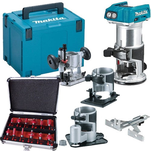 Makita DRT50ZJX3 18V Brushless Router Trimmer & Bases 1/4" Router Set - MonkeyTools