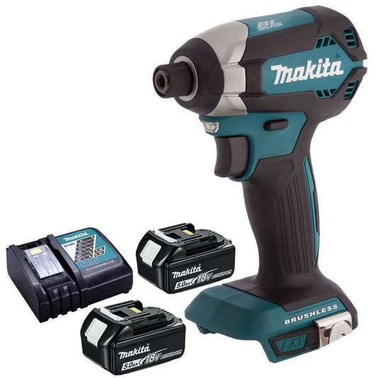 Makita DTD153Z 18V Brushless Impact Driver Body With 2 x 5.0Ah Battery & Charger - MonkeyTools