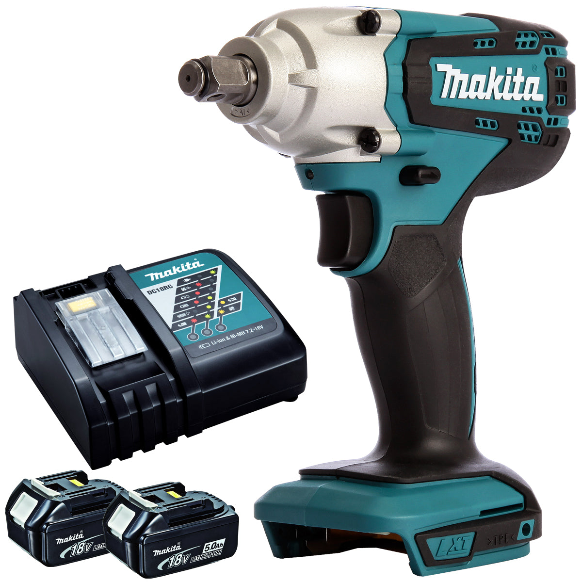 Makita DTW190Z 18V LXT 1/2" Impact Wrench With 2 x 5.0Ah Batteries & Charger - MonkeyTools
