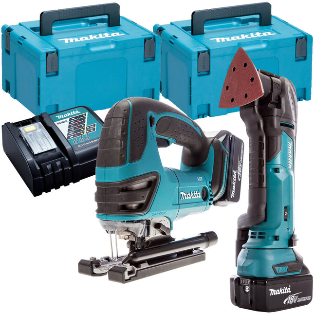 Makita MT5180TJ 18V Multi Tool + Jigsaw Twin Pack with 2 x 5.0Ah Batteries & Charger in Case - MonkeyTools