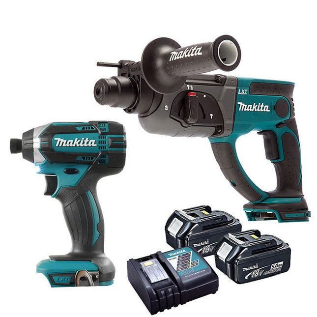 Makita Rotary Hammer Drill & Impact Driver with 2 x 5.0Ah Batteries & Charger - MonkeyTools