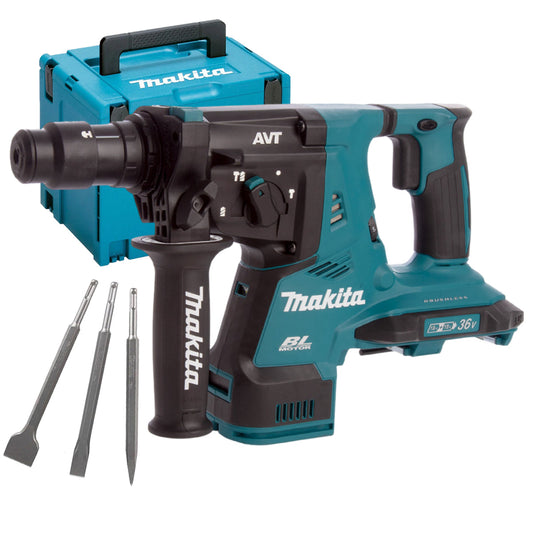 Makita DHR280ZJ 36V Brushless SDS+ Rotary Hammer Drill With 3 Piece Chisel - MonkeyTools