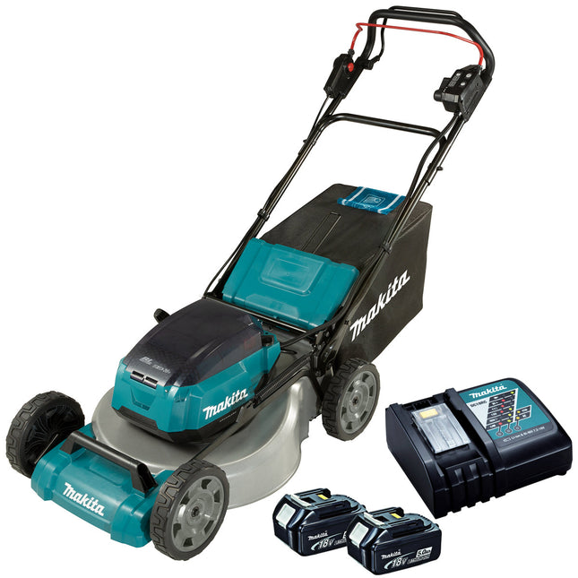 Makita DLM462Z 36V Brushless 460mm Lawn Mower with 2 x 5.0Ah Battery & Charger - MonkeyTools
