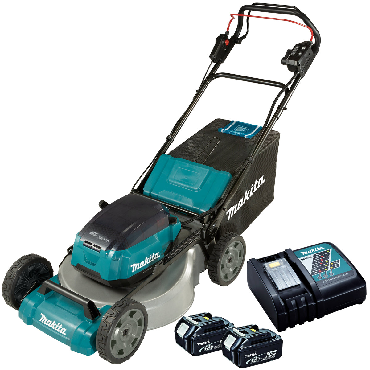 Makita DLM532Z 36V Brushless 530mm Lawn Mower with 2 x 5.0Ah Battery & Charger - MonkeyTools