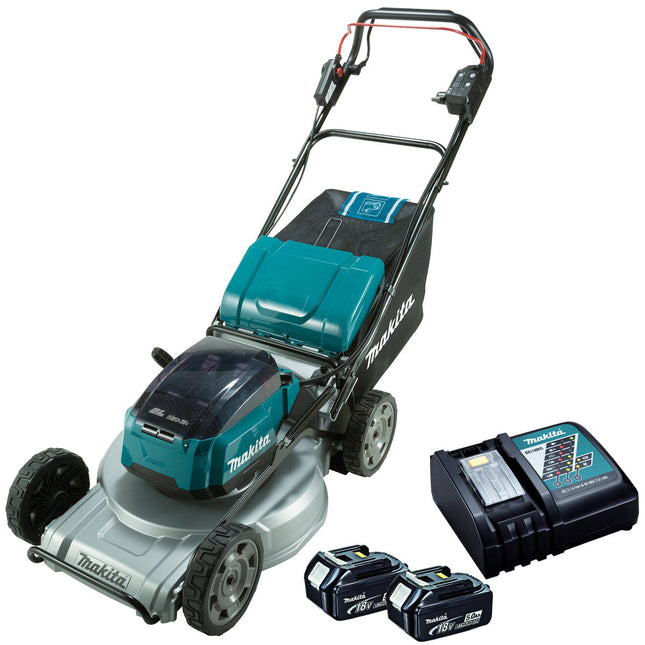 Makita DLM533Z 36V Brushless 530mm Lawn Mower with 2 x 5.0Ah Battery & Charger - MonkeyTools