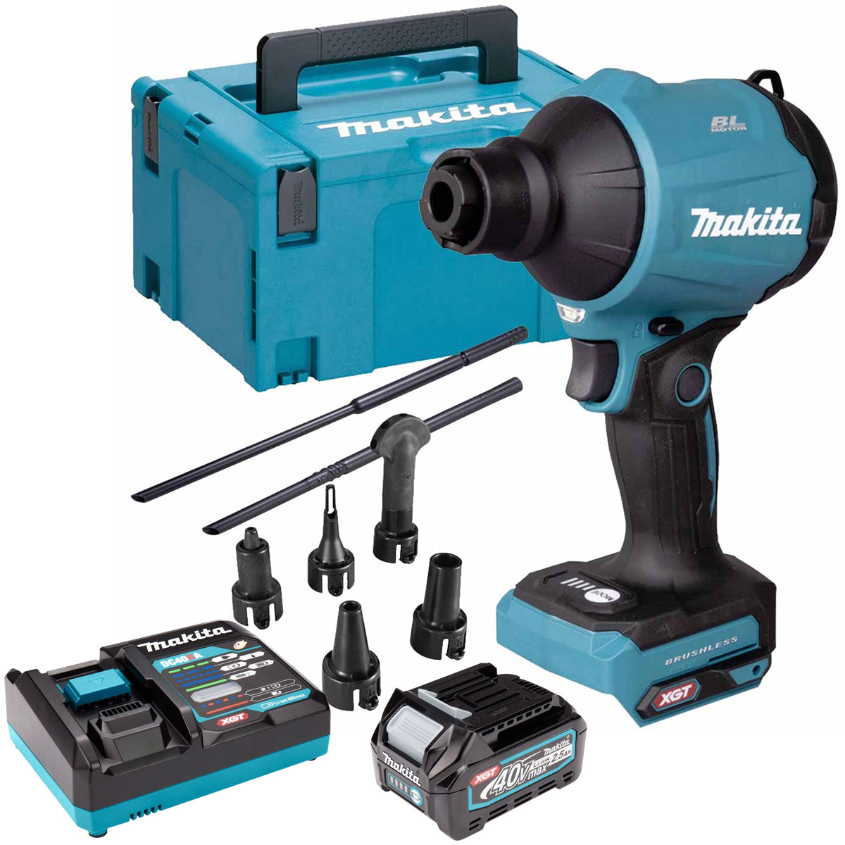 Makita AS001GZ05 40V Dust Blower with 1 x 2.5Ah Battery Charger & Case - MonkeyTools
