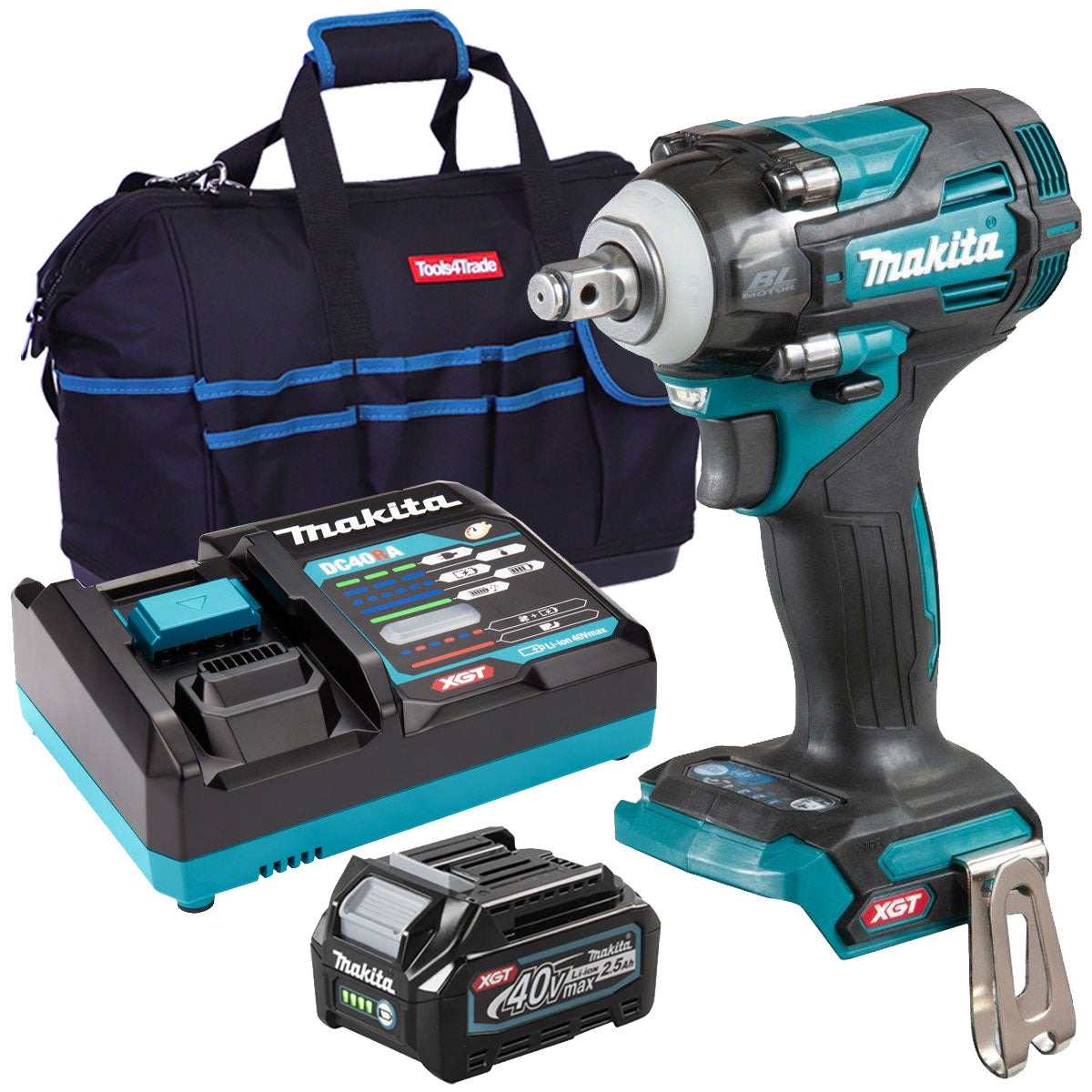 Makita TW004GZ 40V Brushless 1/2" Impact Wrench With 1 x 2.5Ah Battery Charger & Bag - MonkeyTools