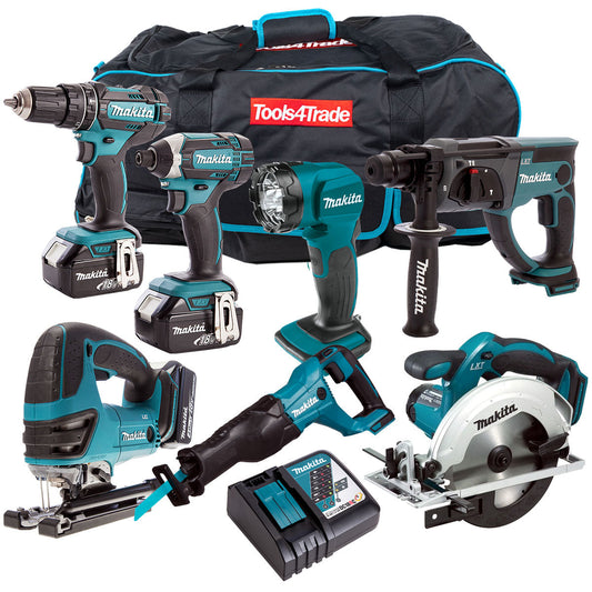 Makita 18V 7 Piece Combo Kit with 3 x 5.0Ah Batteries & Charger T4TKIT-201 - MonkeyTools