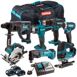 Makita 18V 7 Piece Cordless Kit with 3 x 5.0Ah Batteries & Charger T4TKIT-204 - MonkeyTools