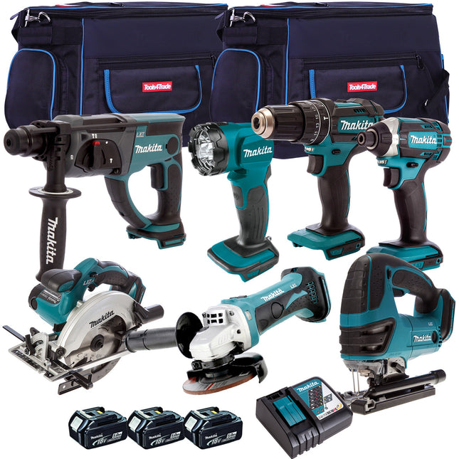 Makita 18V 7 Piece Cordless Kit with 3 x 5.0Ah Batteries & Charger T4TKIT-206 - MonkeyTools