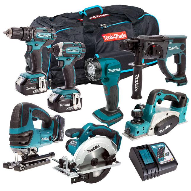 Makita 18V 7 Piece Cordless Kit with 3 x 5.0Ah Batteries & Charger T4TKIT-211 - MonkeyTools