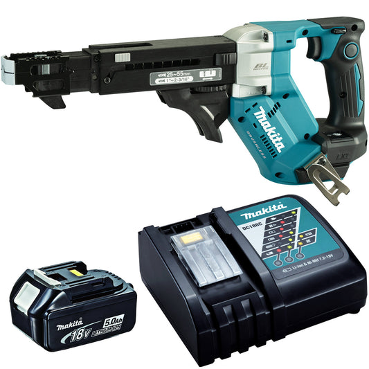 Makita DFR551Z 18V Brushless Auto Feed Screwdriver With 1 x 5.0Ah Battery & Charger - MonkeyTools