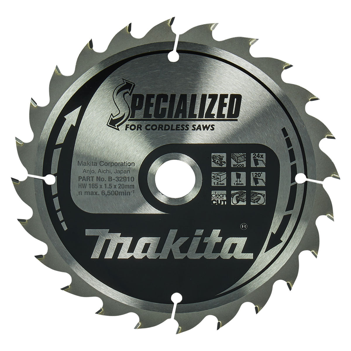 Makita 165 x 20 mm x 24T Wood Specialized Circular Saw Blade B-32910 - MonkeyTools