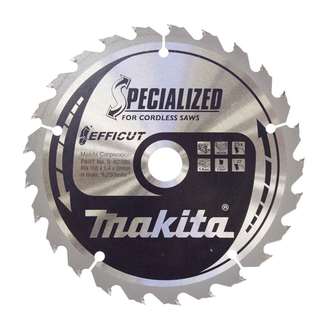 Makita 165mm 25T Circular Saw Blade Efficut B-62985 - MonkeyTools