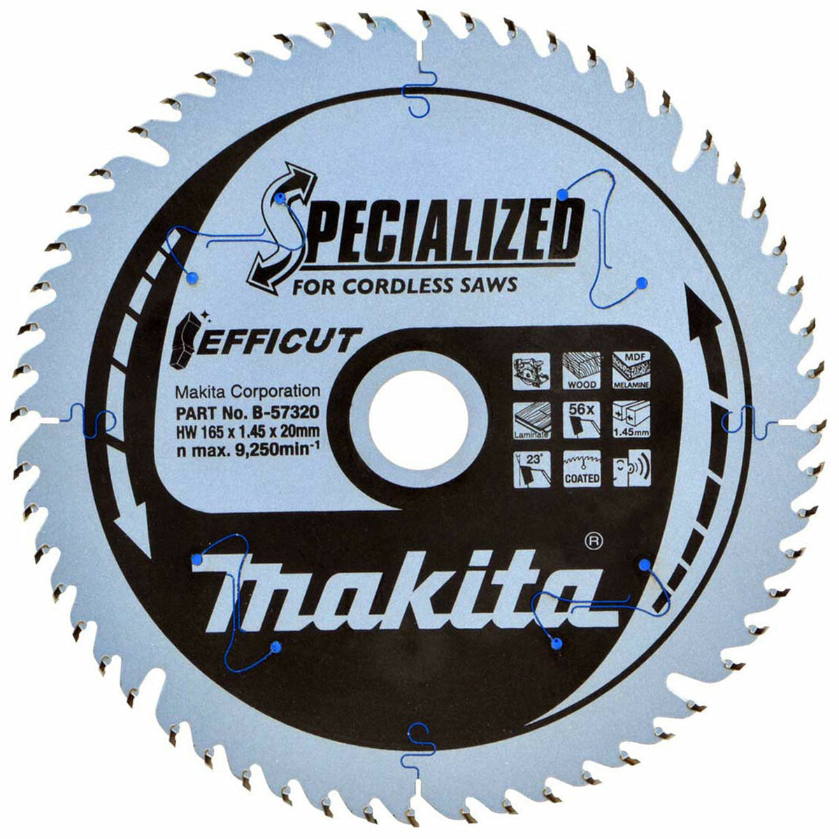 Makita 165mm 56T Plunge Saw Blade Efficut B-57336 - MonkeyTools