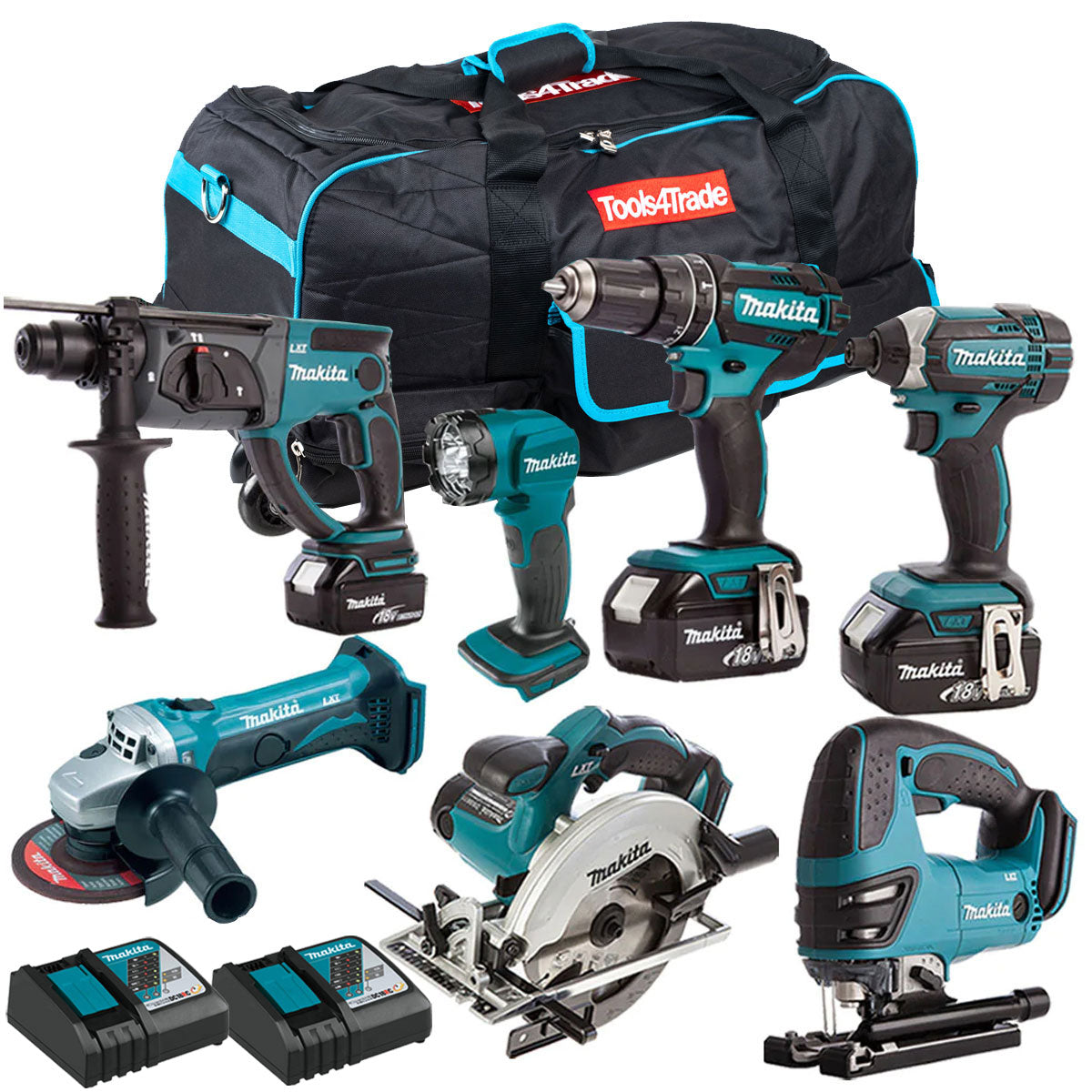 Makita 18V 7 Piece Cordless Kit with 3 x 5.0Ah Batteries T4TKIT-44 - MonkeyTools