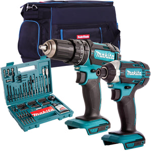 Makita 18V Impact Driver & Combi drill with 100 Accessories Set & Bag MTKIT-793 - MonkeyTools