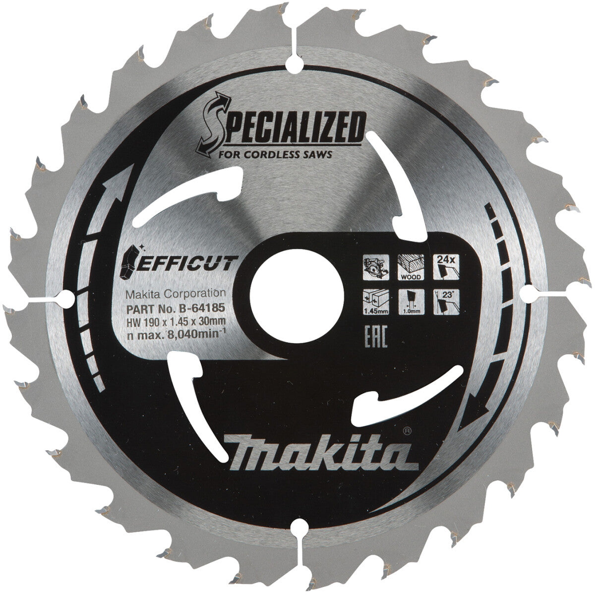 Makita 190mm 24T Circular Saw Blade Efficut B-64191 - MonkeyTools
