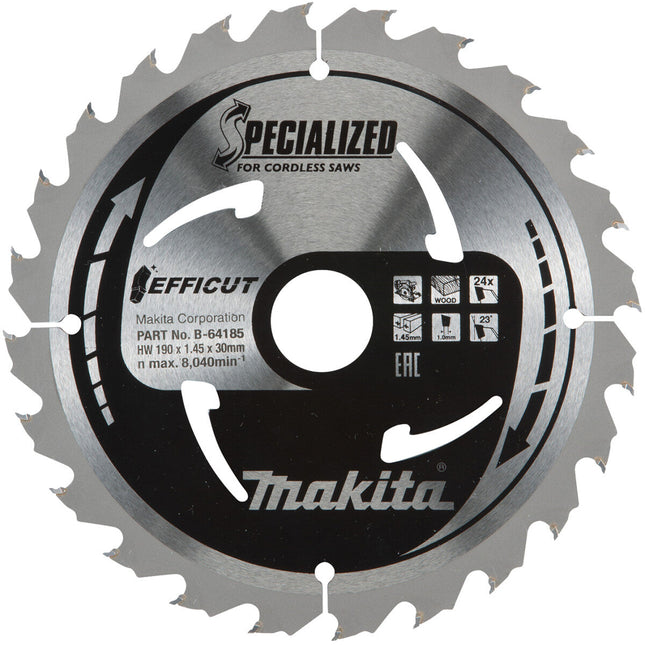 Makita 190mm 24T Circular Saw Blade Efficut B-64191 - MonkeyTools