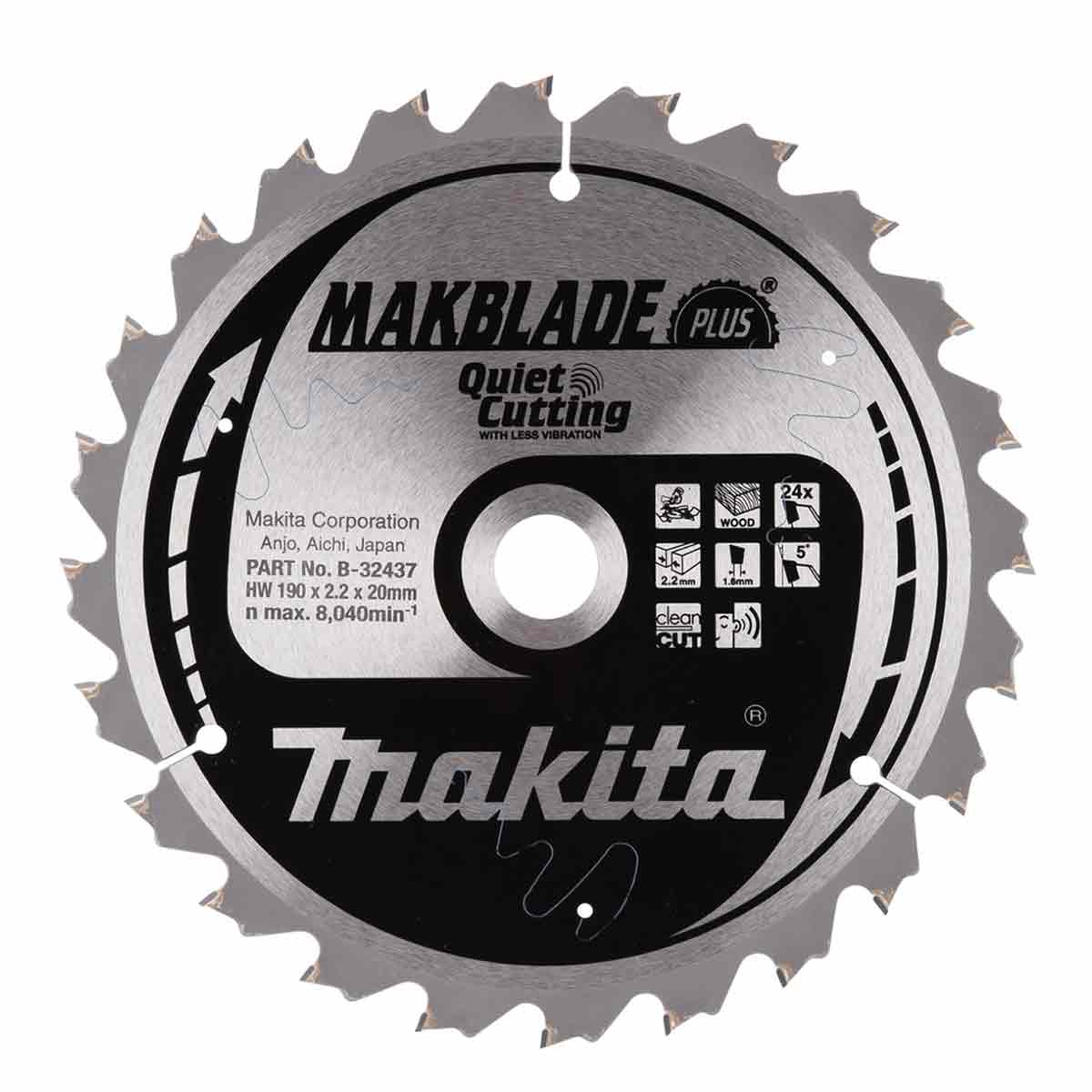Makita 190mm 24T Circular Saw Blade Makblade+ B-32437 - MonkeyTools