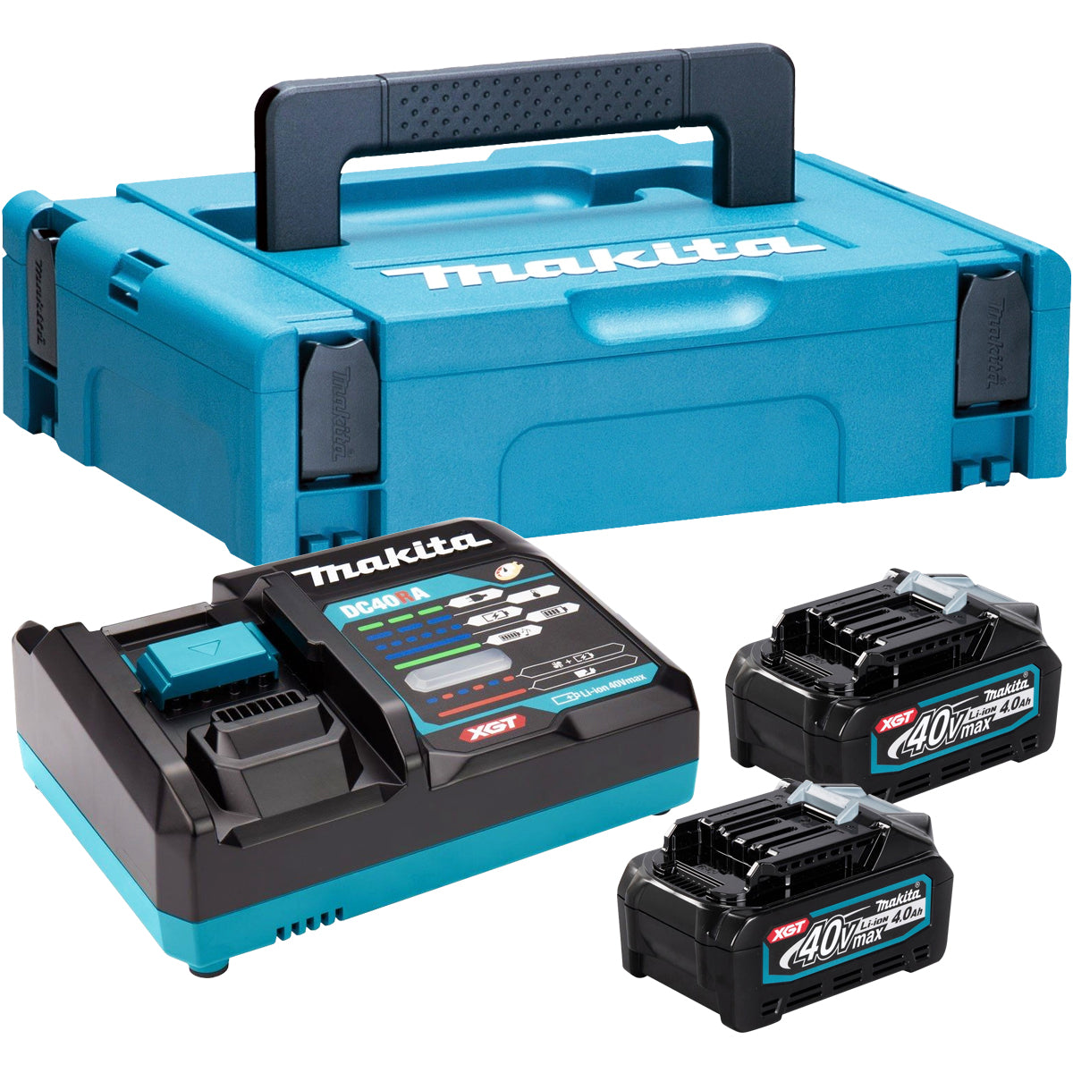 Makita 191K01-6 40Vmax XGT Power Source Kit 240V With 2 x 4.0Ah BL4040 Batteries, Charger & Case - MonkeyTools