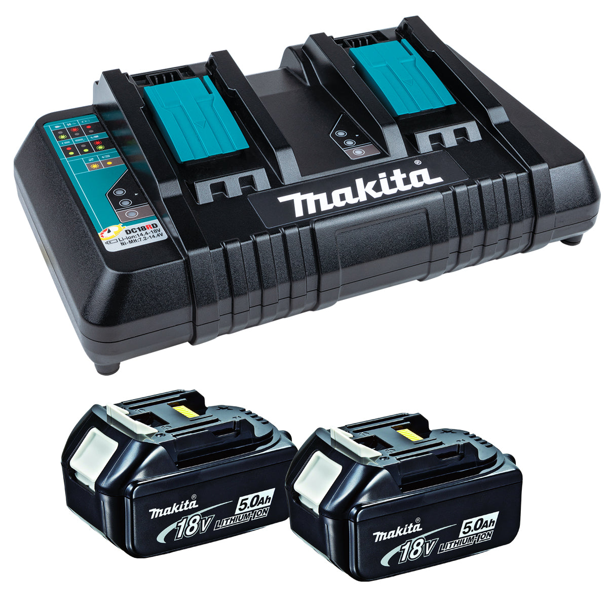 Makita BL1850XDC18RD 18V 2 x 5.0Ah Batteries and Dual Port Charger - MonkeyTools