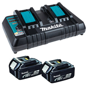 Makita BL1850XDC18RD 18V 2 x 5.0Ah Batteries and Dual Port Charger - MonkeyTools