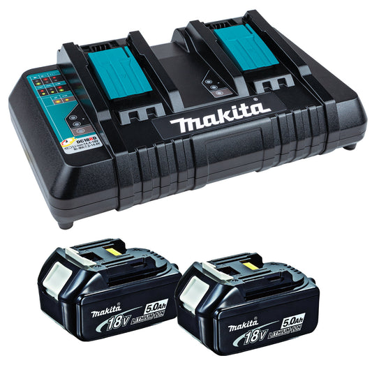 Makita BL1850XDC18RD 18V 2 x 5.0Ah Batteries and Dual Port Charger - MonkeyTools