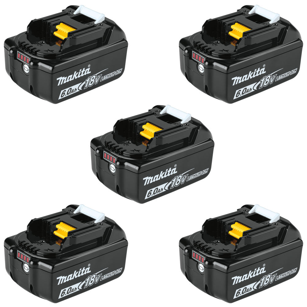 Makita BL1860Bx5 18V LXT Li-ion 6.0Ah Genuine Battery 197422-4 Pack of 5 - MonkeyTools