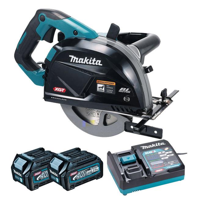 Makita CS002GD201 40V XGT Brushless 185mm Metal Cutter With 2 x 2.5Ah Battery Charger & Type 4 Case - MonkeyTools