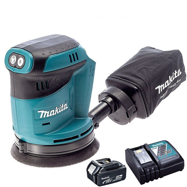 Makita DBO180Z 18V 125mm Orbital Sander with 1 x 5.0Ah Battery & Charger - MonkeyTools
