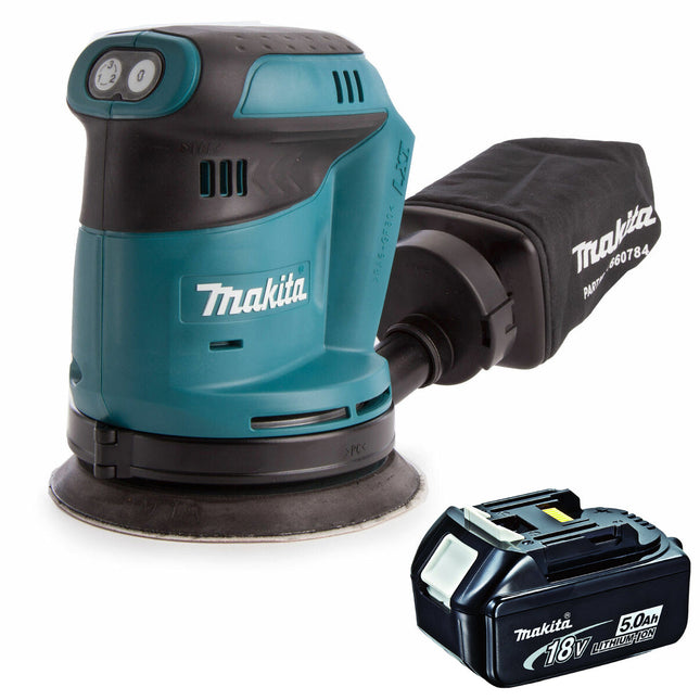 Makita DBO180Z 18V 125mm Random Orbital Sander With 1 x 5.0Ah Battery - MonkeyTools