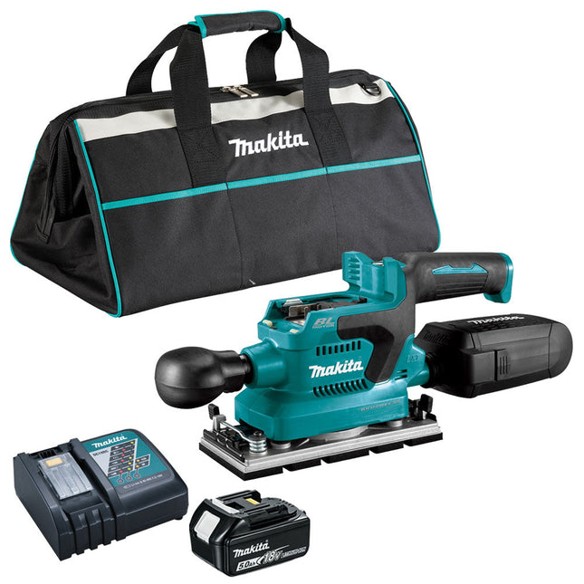 Makita DBO380Z 18V Brushless Finishing Sander 1 x 5.0Ah Battery Charger & Bag - MonkeyTools