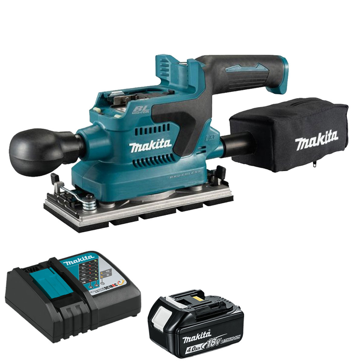 Makita DBO381ZU 18V Brushless Finishing Sander with 1 x 4.0Ah Battery & Charger - MonkeyTools