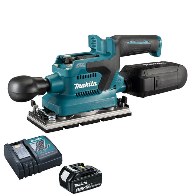 Makita DBO381ZU 18V Brushless Finishing Sander With 1 x 5.0Ah Battery & Charger - MonkeyTools