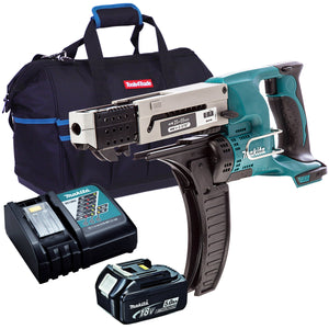 Makita DFR550Z 18V Auto Feed Screwdriver with 1 x 5.0Ah Battery Charger & Bag - MonkeyTools